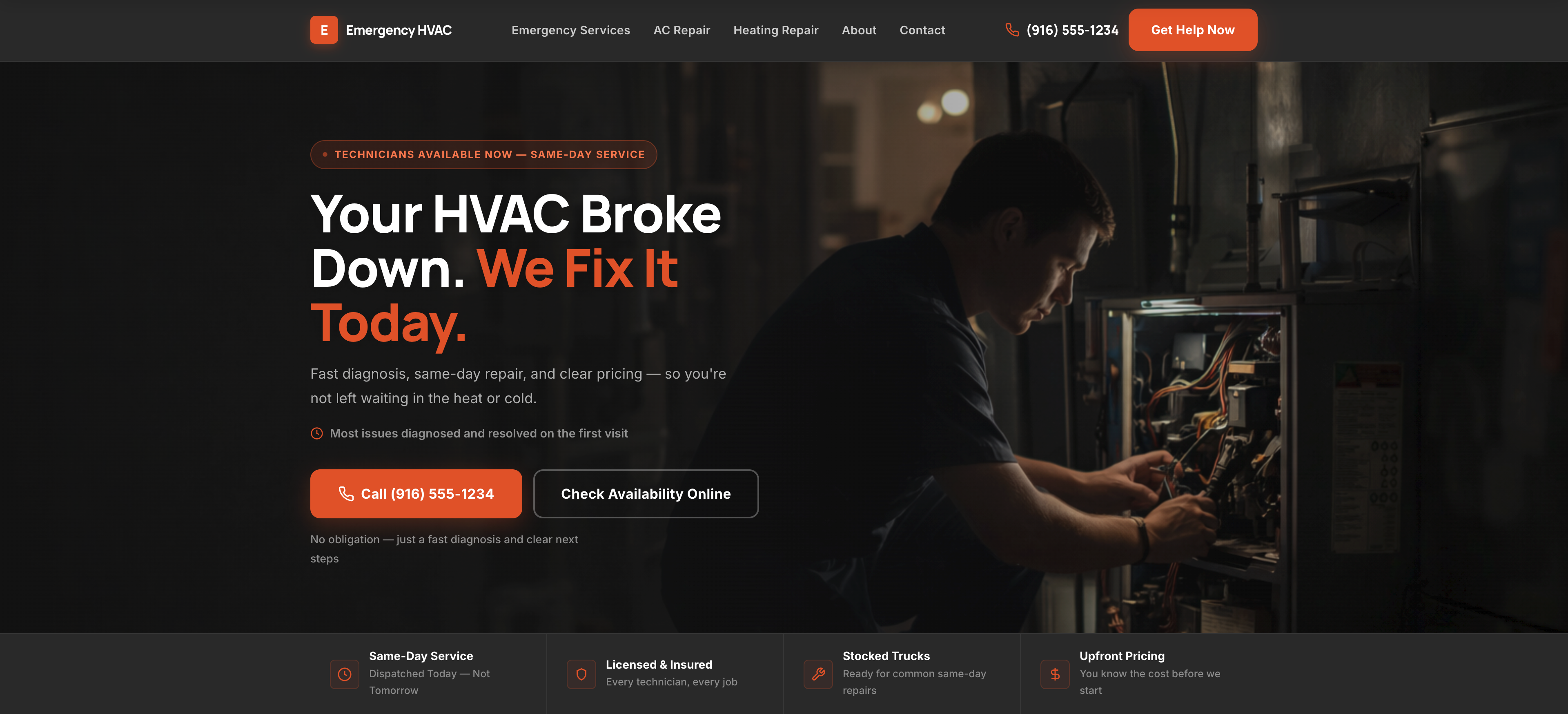 Emergency HVAC website demo preview
