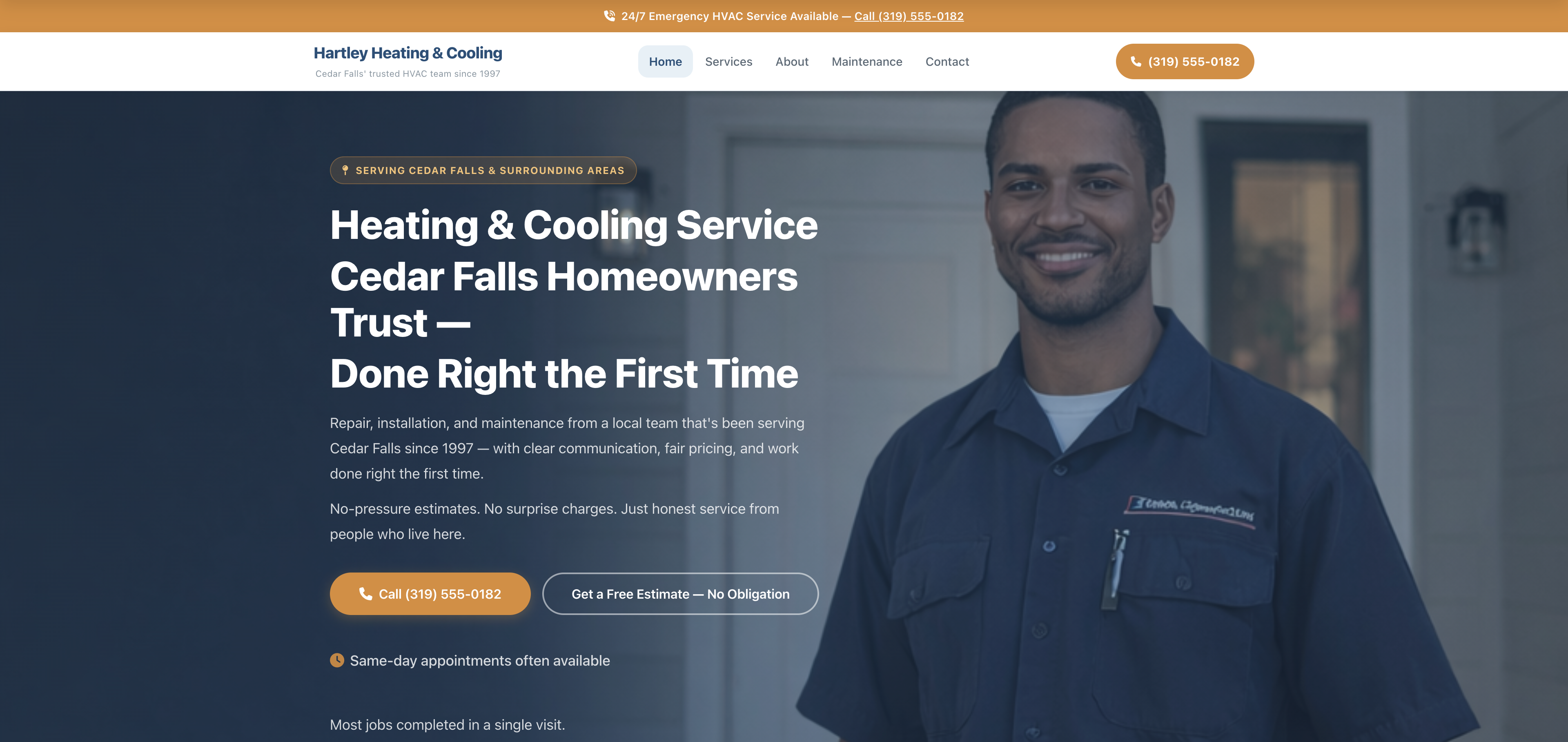Local HVAC website demo preview