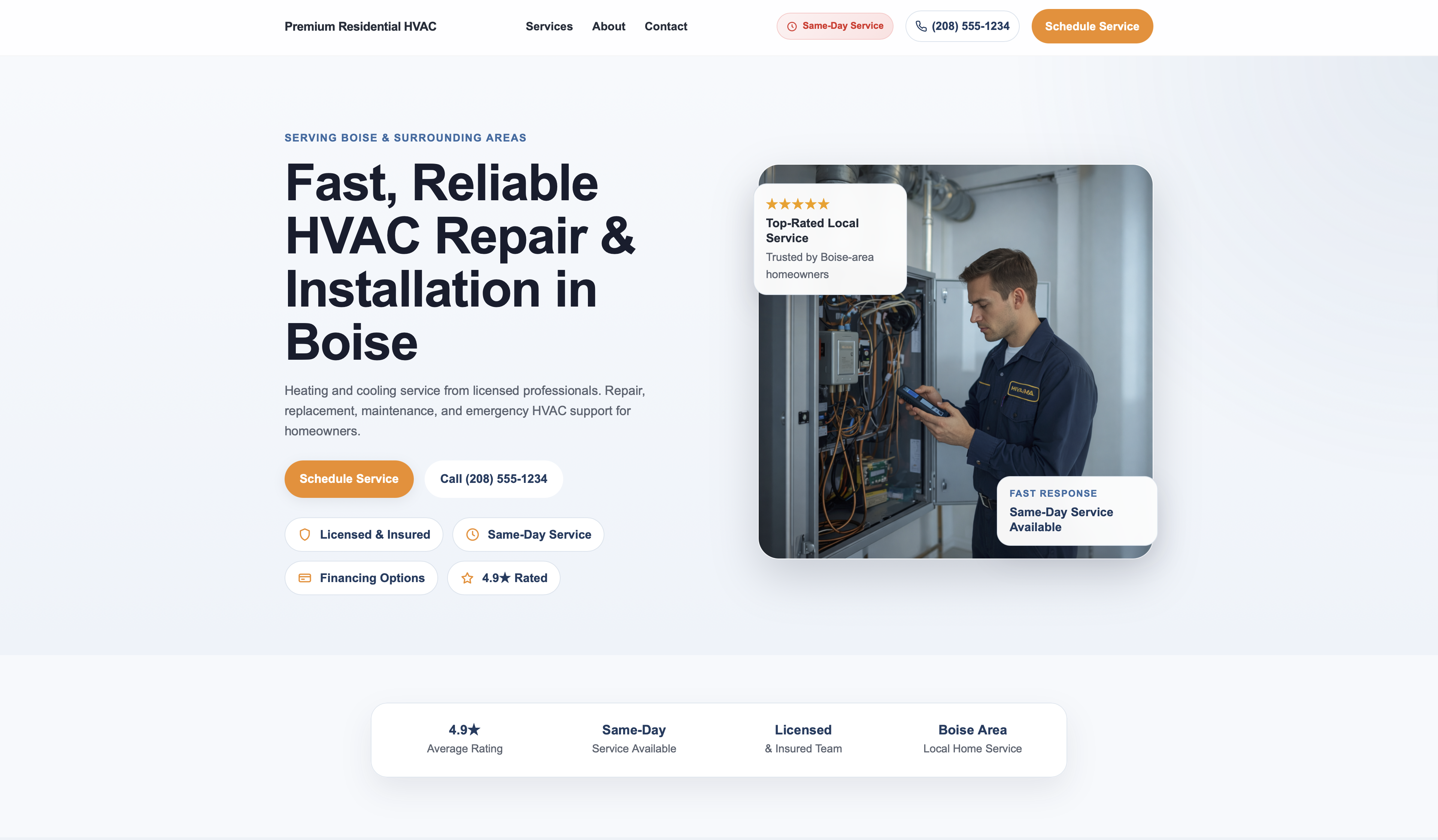 Premium Residential HVAC demo website preview